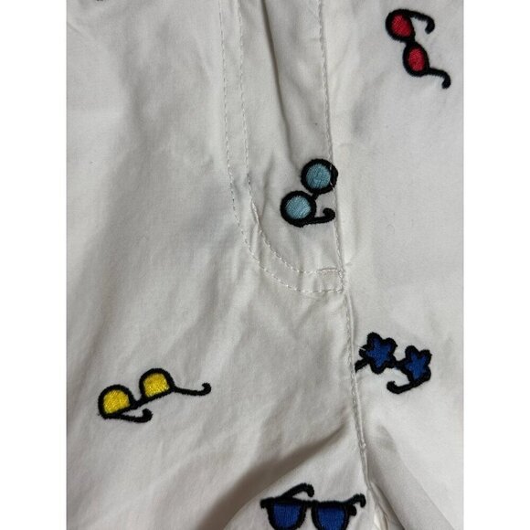 Hanna Andersson White Chino Embroidered Glasses  Shorts - Picture 2 of 9